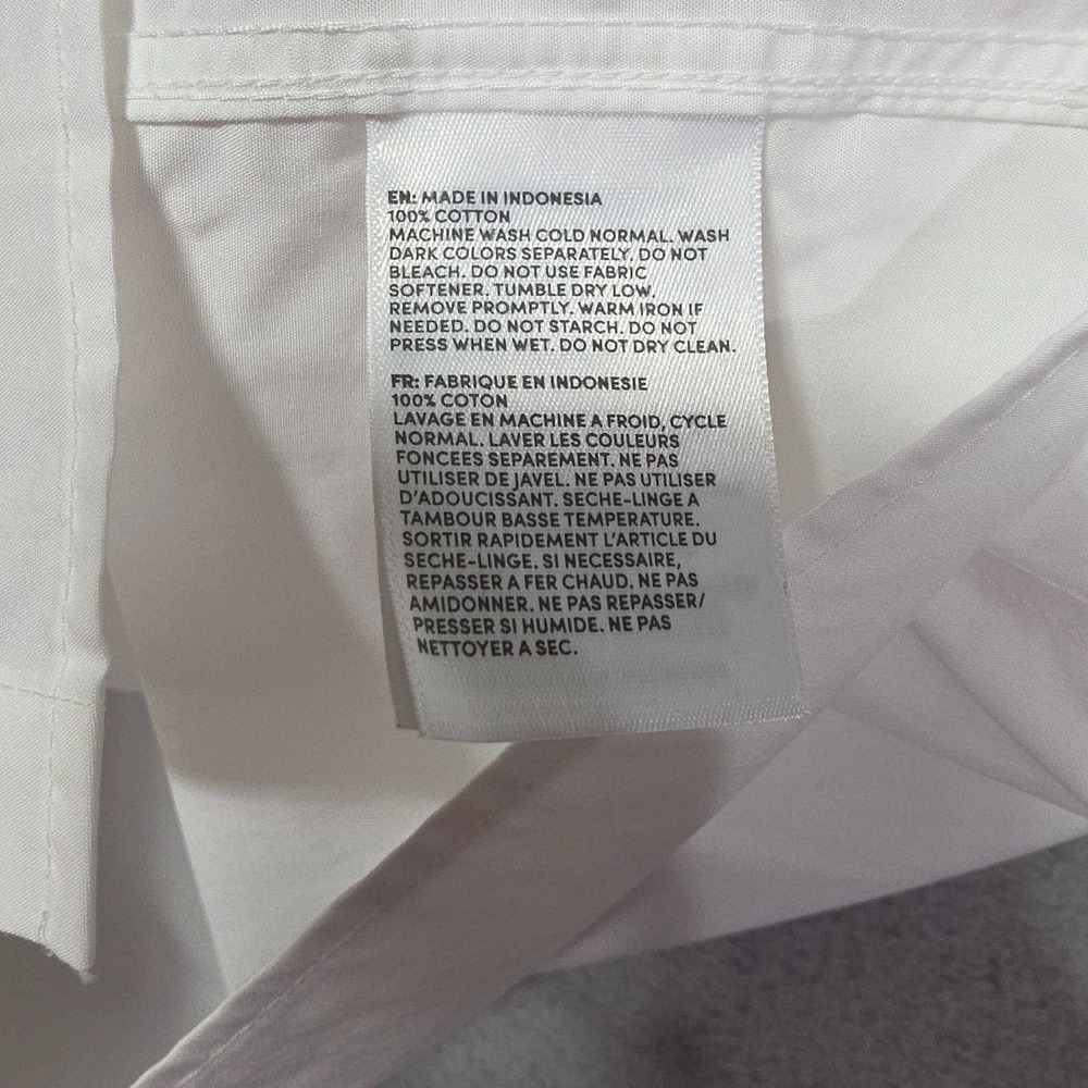 Lands End White Cotton Blouse Peter Pan Collard Button Front Puff Sleeves Large - Picture 8 of 8